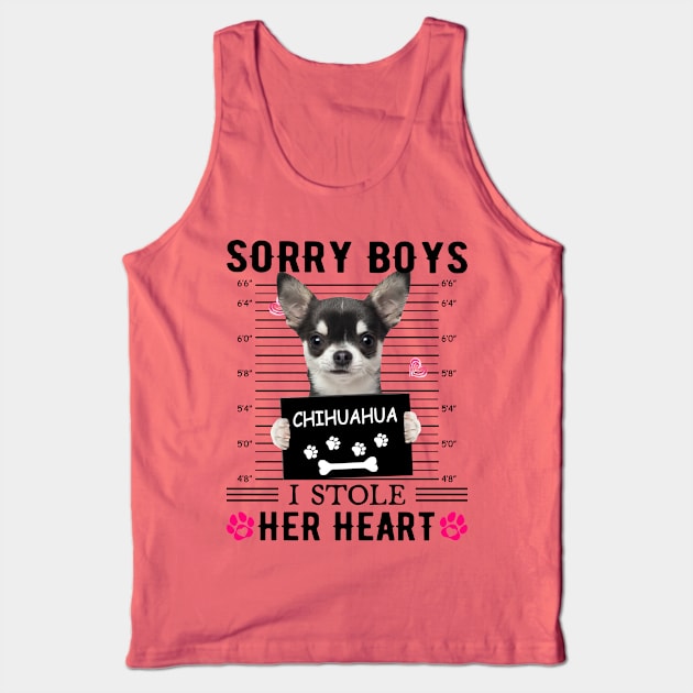 Black Chihuahua Sorry Boys I Stole Her Heart Tank Top by PlumleelaurineArt